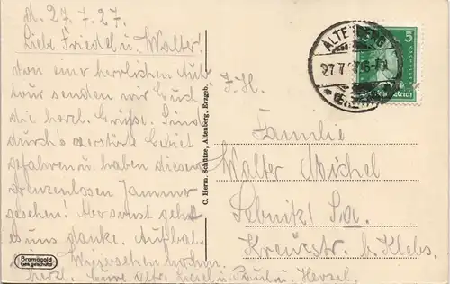 Ansichtskarte Altenberg (Erzgebirge) Totale - Goldrand 1927