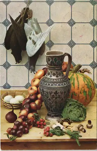 Ansichtskarte  Künstlerkarte - Stilleben, Küche - Fasane 1910