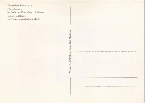 Oberstleutnant im Stabe des Kom. Gen.  Fliegerersatzabteilung abkdt. 1917/1980