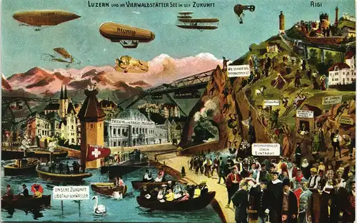 Ansichtskarte Luzern Lucerna Vierwaldstättersee Zukunft LUPO 85 1985