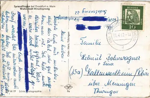 Ansichtskarte Sprendlingen-Dreieich Wohnstadt Hirschsprung 1962