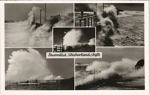 Ansichtskarte Westerland-Sylt Mehrbild - Sturmflut 1940