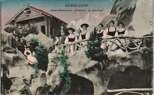 Ansichtskarte Düsseldorf Künstlerkarte Alpenrestaurant Zillertal 1906