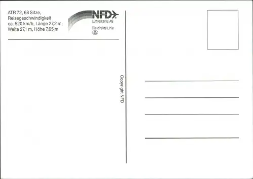 NFD ATR 72, Propeller-Flugzeug Flugzeuge Flugwesen Airplanes 1980