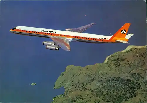 Ansichtskarte  ATLANTIS DC-8/63 CF Flugwesen Flugzeug Avion Airplane 1970