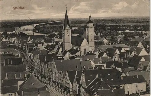 Ingolstadt Panorama-Ansicht Stadt Blick 1914   1. Weltkrieg  Feldpost gelaufen