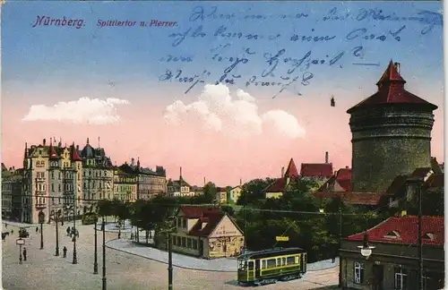 Ansichtskarte Nürnberg Spittlertor u. Plerrer Stadt-Ansicht 1915