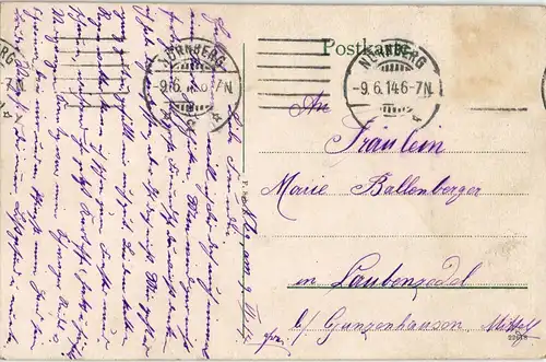 Nürnberg Plärrer, Stadt-Ansicht belebt, Nuremberg Postcard 1914