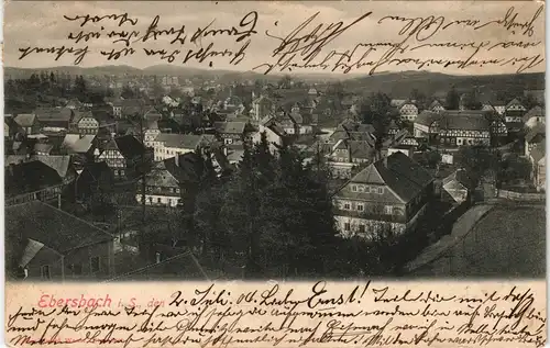 Ebersbach Neugersdorf  1904   gelaufen nach Neckarsulm (mit Ankunftsstempel)