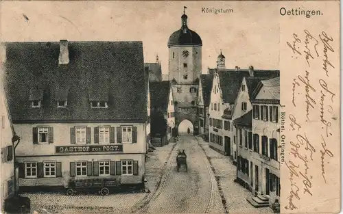 Ansichtskarte Oettingen in Bayern Straße, Gasthof zur Post 1904