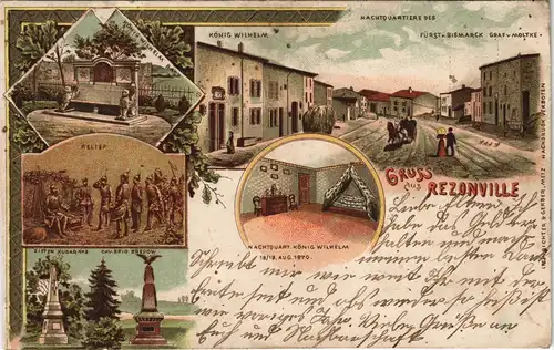 CPA Litho AK Rezonville MB: Straße, Denkmäler b. Metz 1905