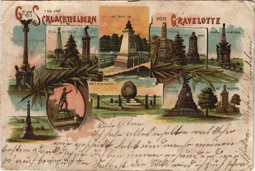 CPA Gravelotte Mehrbild Litho: Denkmäler b. Metz Lothringen Lorraine
 1902