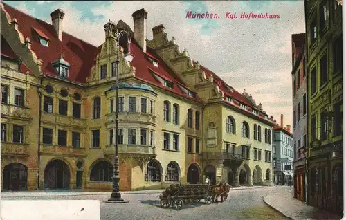 Ansichtskarte München Hofbräuhaus - Bierkutscher 1915