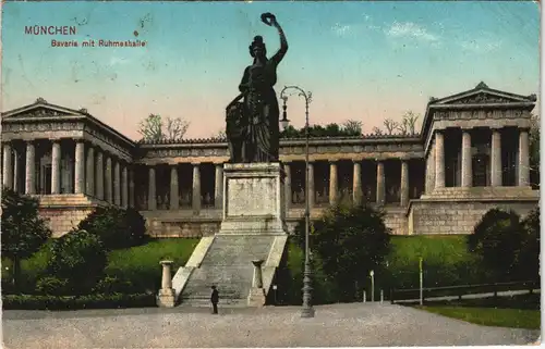 Ansichtskarte Ludwigsvorstadt-München Bavaria mit Ruhmeshalle, gelaufen 1913