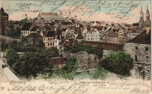 Nürnberg   Blick vom Spittlertor II. 1903 Neckarsulm (mit Ankunftsstempel)