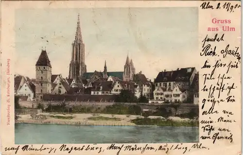 Ansichtskarte Ulm a. d. Donau Panorama-Ansicht, Stadt-Teilansicht 1900