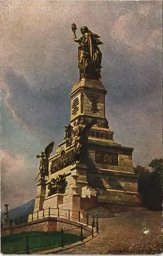 Rüdesheim (Rhein) Künstlerkarte National-Denkmal Niederwalddenkmal 1910