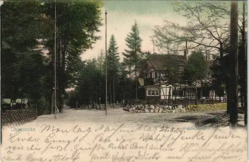 Ansichtskarte Chemnitz Partie an der Waldschänke 1905