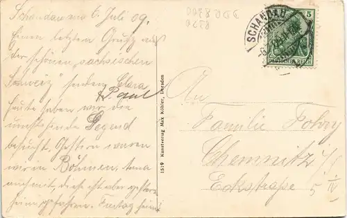 .Sachsen Karoline am Kuhstall Region Schandau   1909   gel  Stempel SCHANDAU