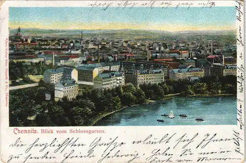 Chemnitz Panorama-Ansicht Stadt Blick vom Schlossgarten 1904/2008