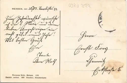 Meißen Straßen Partie an Vinzenz Richter's Weinstuben 1910/1907