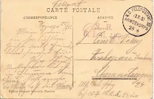 Postkaart Hastière Panorama Feldpostkarte 1. WK 1915   Feldpost gelaufen