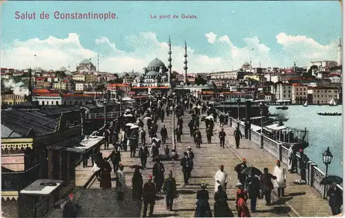 Istanbul Konstantinopel | Constantinople Pont de Galata, belebte Promenade 1910
