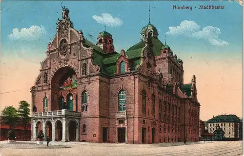 Ansichtskarte Nürnberg Stadttheater Strassen Ansicht Theater (Theatre) 1913
