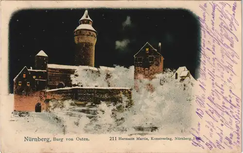 Nürnberg Nürnberger Burg bei Nacht (Nuremberg Castle) 1916