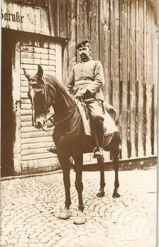 Soldat zu Pferd Foto-AK 1. Weltkrieg Soldier with horse WWI 1915 Privatfoto