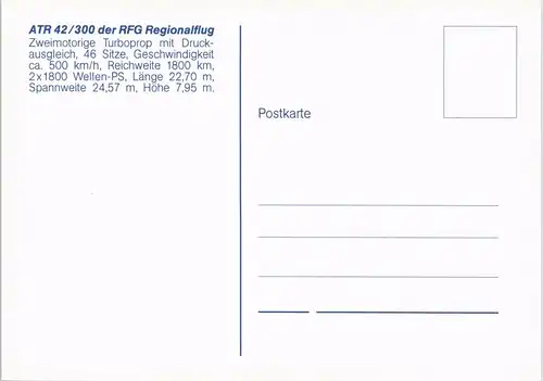 ATR 42/300 RFG Regionalflug Turboprop Flugwesen Flugzeug Airplane 1990
