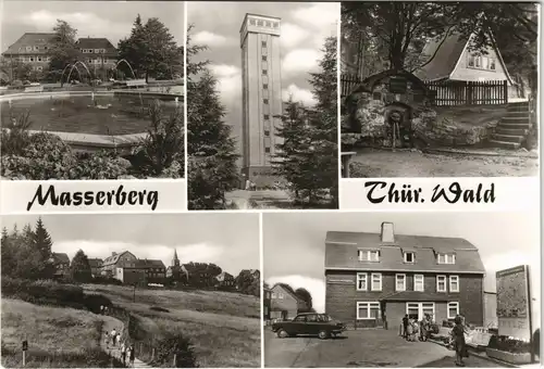 Masserberg DDR Mehrbild-AK mit 5 Foto-Ansichten ua. Rennsteigwarte 1987