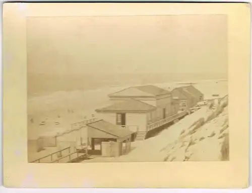 Insel Sylt Strandhalle am Strand CDV Kabinettfoto 1878 Privatfoto Kabinetfoto