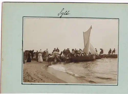 Westerland-Sylt Strand, Segelboot Landung CDV Kabinettfoto 1890 Kabinetfoto