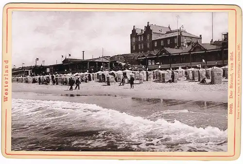 Westerland-Sylt Strandkörbe, Hotele Strand-Restaurant CDV Kabinettfoto 1895