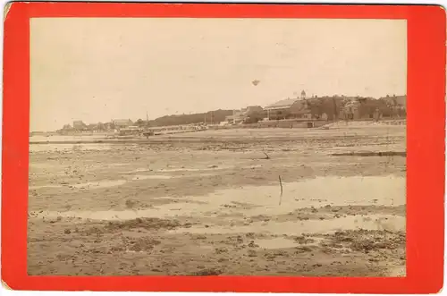 Ansichtskarte  Nordsee Strand bei Ebbe - Hotels und Anlagen 1890 Kabinettfoto
