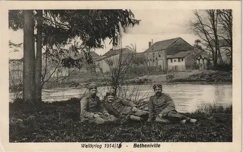 Betheniville Bétheniville Soldaten am Fluß, WK1 - gel. Feldpost 1915