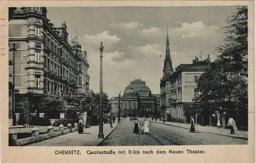 Ansichtskarte Chemnitz Carolastraße, Hotel Burg Wettin 1918
