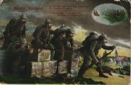 Gloria Viktoria. Ja mit Herz und Hand fürs Vaterland WK1 Militaria 1917