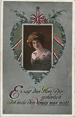 Militaria Frau - Vergiss mein nicht - Sehnsucht Krieg 1917 Perlen