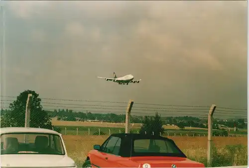 Flugwesen Airplane Foto: ankommender Lufthansa Flieger 1990 Privatfoto
