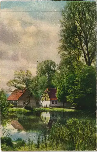 Ansichtskarte  Haus - Flusslandschaft Photochromie Stimmungsbild 1910