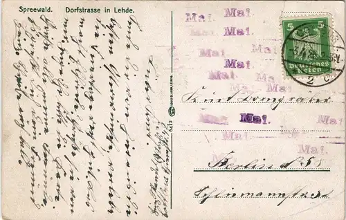 Lehde (Spreewald)-Lübbenau  Dorfstrasse in Lehde Spreewald Trachten 1924