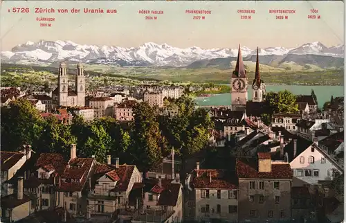 Ansichtskarte Zürich Stadt von der Urania aus 1911
