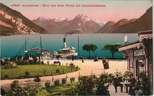 Luzern Lucerna Alpnachstad Hotel Pilatus auf Vierwaldstättersee Dampfer 1912