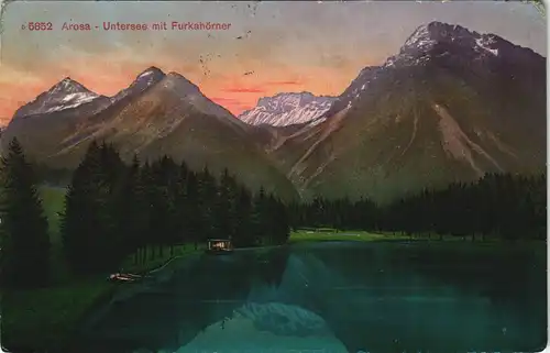Ansichtskarte Arosa Umlandansicht Untersee und Furkahörner Alpen Berge 1916