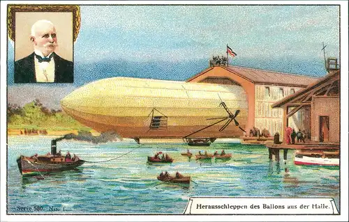 Ansichtskarte  1. The Zeppelin being towed from its shed. 1914/2008