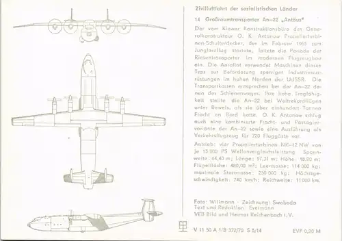 14 Großraumtransporter An-22 Antäus" Flugwesen - Flugzeuge 1970