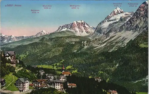 Ansichtskarte Arosa Panorama-Ansicht Umlandansicht mit Alpen 1910