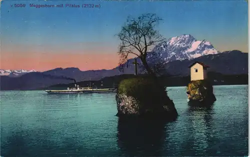 Ansichtskarte Luzern Lucerna Dampfer Meggenhorn mit Pilatus 1912